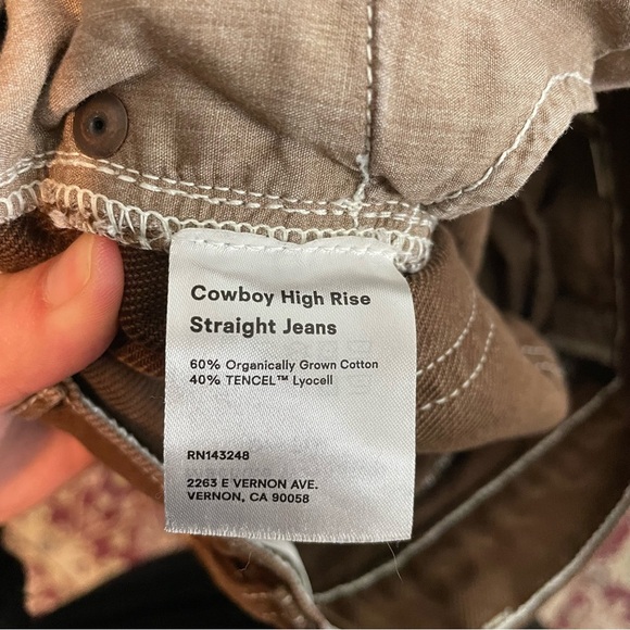 Reformation Jeans Chocolate Brown Cowboy High Rise Straight Jeans Size 25 - Picture 10 of 12